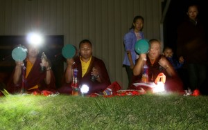 Jetsün Khandro Rinpoche, Ven. Acarya Namdrol Gyatso, and Ven. Thrinley Gyaltsen with Jetsün Rinpoche, Jetsün Dechen Paldrön and Yeshe Choedron.