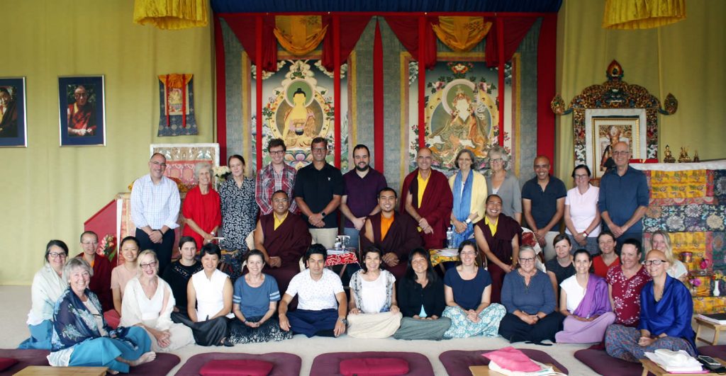 Ven. Choktrul Ngawang Jigdral Rinpoche, Ven. Khenpo Namdrol Gyatso and Ven. Lama Thrinley Gyaltsen and students from the Tibetan Language and Ritual classes