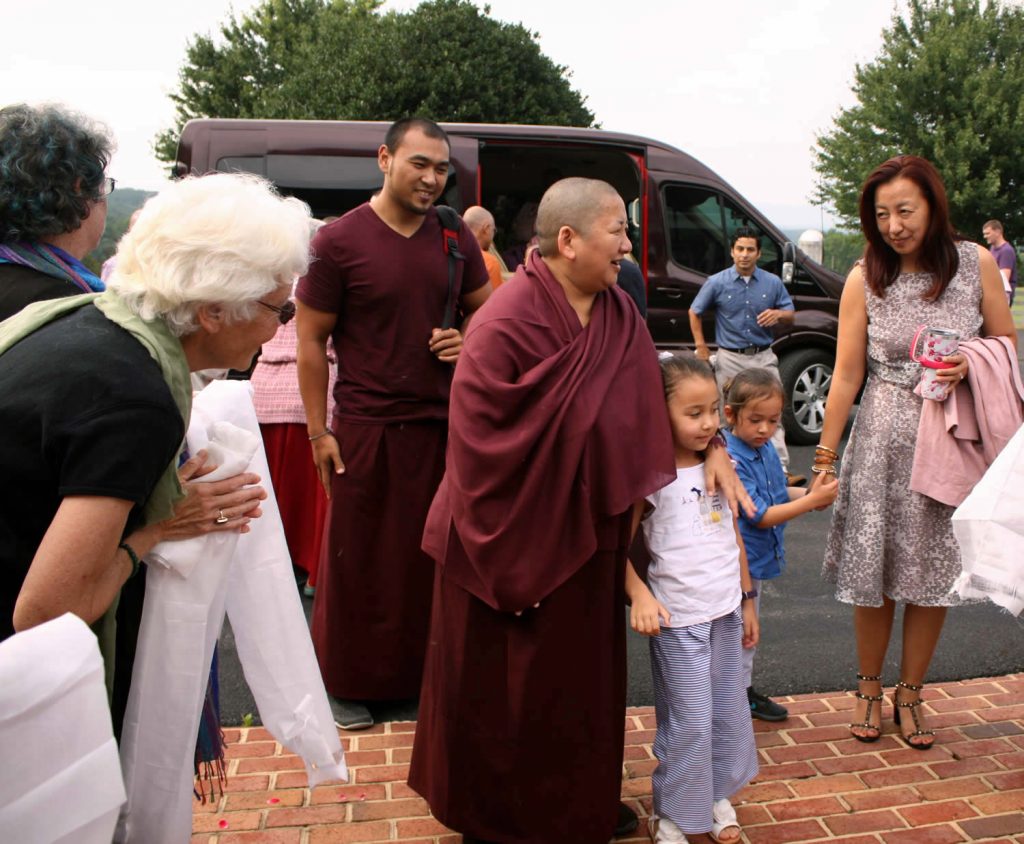 Her Eminence Mindrolling Jetsün Khandro Rinpoche arrives at Lotus Garden