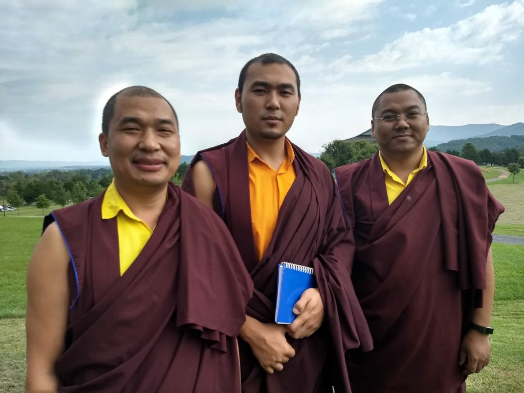 Teachers of Tibetan Language and Ritual–Ven. Choktrul Ngawang Jigdral Rinpoche (center), Ven. Khenpo Namdrol Gyatso (right) and Ven. Lama Thrinley Gyaltsen (left).